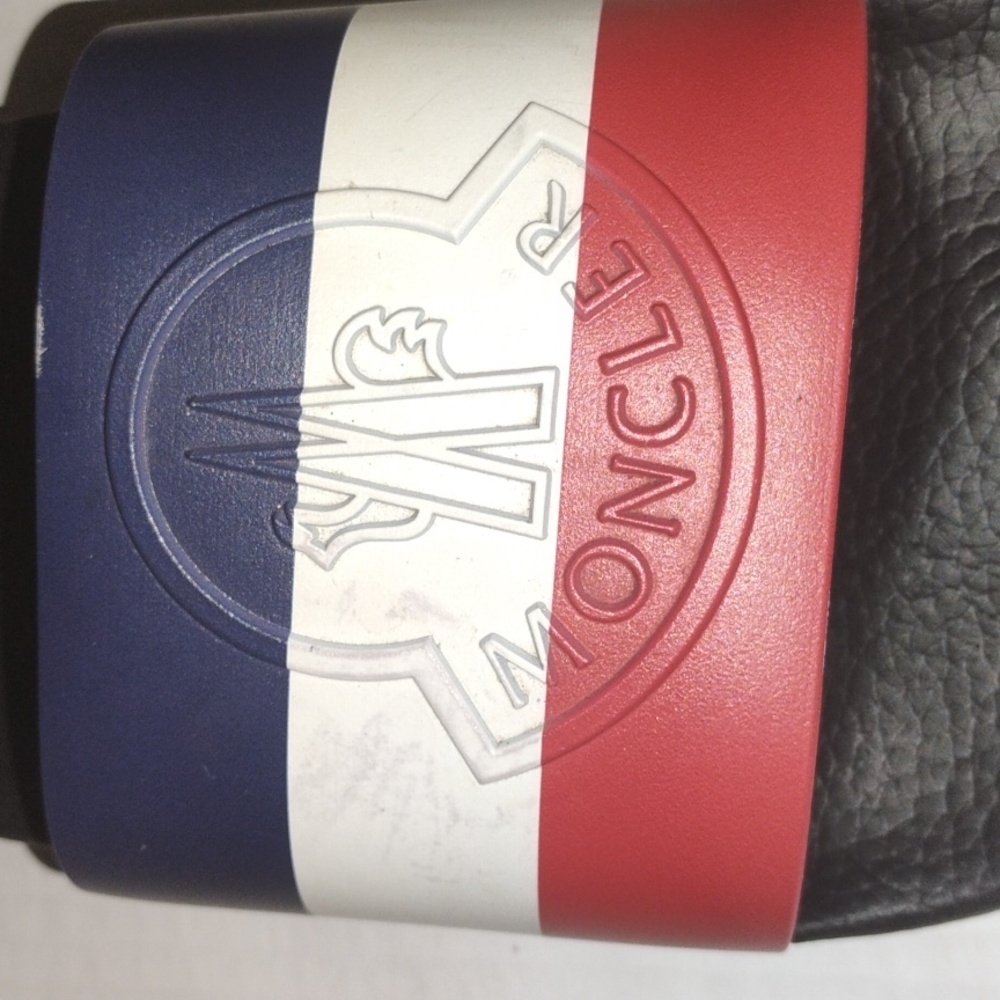 Moncler Mens Basile Slides. Size 46 (US 12). Red White and Blue in color. - Picture 4 of 13
